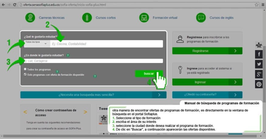 Como Buscar Programas de Formacion del SENA Sofia Plus paso 2