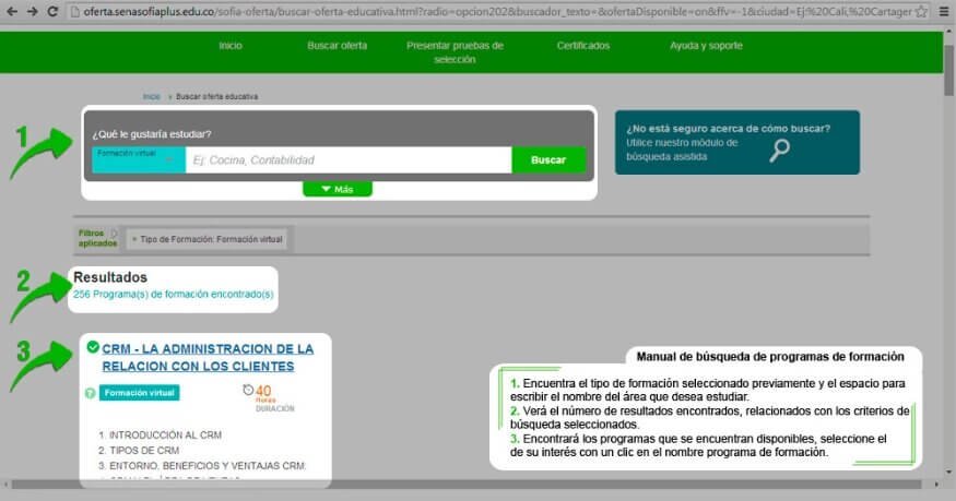 Como Buscar Programas de Formacion del SENA Sofia Plus paso 6