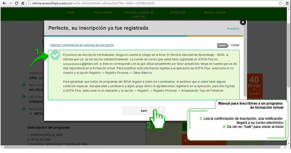 Como inscribirse a un Programa de Formacion sena paso 5
