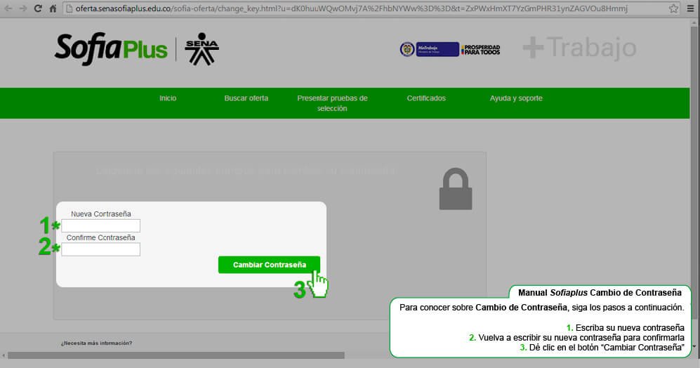 como cambiar la contrasena de sofia plus paso 3